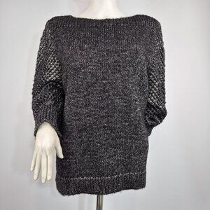 Tommy Bahama Women's Shimmer Balloon Sleeved Bateau Sweater Size XL Black (42)